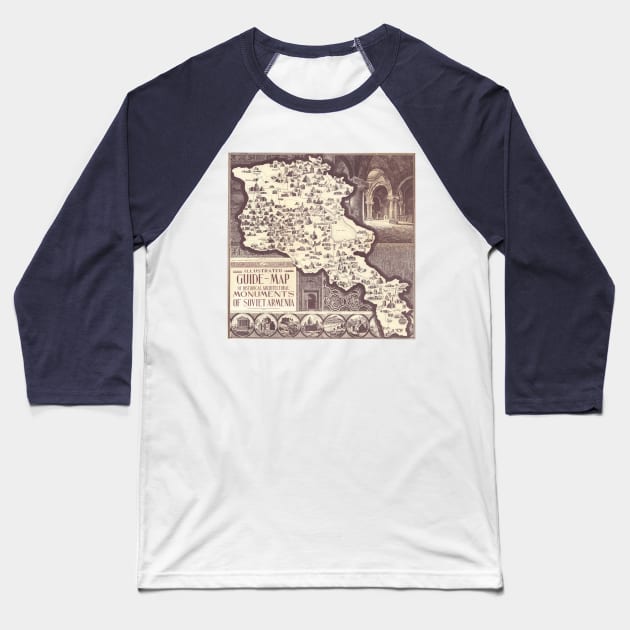 Illustrated Guide-Map of Historical Architecutural Monuments of Soviet Armenia Baseball T-Shirt by armeniapedia